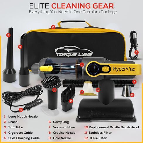 HyperVac 2-in-1 Corded & Cordless Car Vacuum + Blower | 18500Pa Suction, Flexible Hose, Pet Brush & More | XL Battery, USB-C Fast Charge | Handheld for Home, Office, Auto Detailing, Pets (2025 Model) in Saudi Arabia