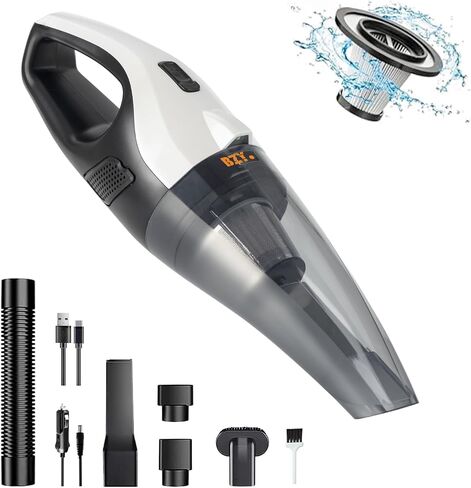 BZY Handheld Vacuum Cleaner Cordless Rechargeable 17500Pa Strong Suction Small Handheld Vacuum with LED Light Portable Car Vacuum Cleaner with Multi-Nozzles & Washable Filter 35Min for Car Home Pet in Saudi Arabia