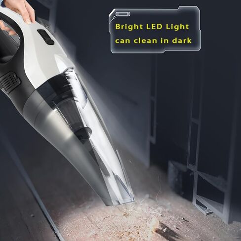 BZY Handheld Vacuum Cleaner Cordless Rechargeable 17500Pa Strong Suction Small Handheld Vacuum with LED Light Portable Car Vacuum Cleaner with Multi-Nozzles & Washable Filter 35Min for Car Home Pet in Saudi Arabia