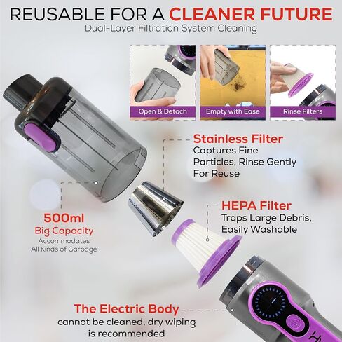 Hypervac 2-in-1 corded & cordless car carum + Blower | 18500PA شفط ، خرطوم مرن ، فرشاة الحيوانات الأليفة والمزيد | بطارية XL ، شحن USB-C السريع | باليد للمنزل ، المكتب ، تفاصيل السيارات ، الحيوانات الأليفة (نموذج 2025) in Kuwait