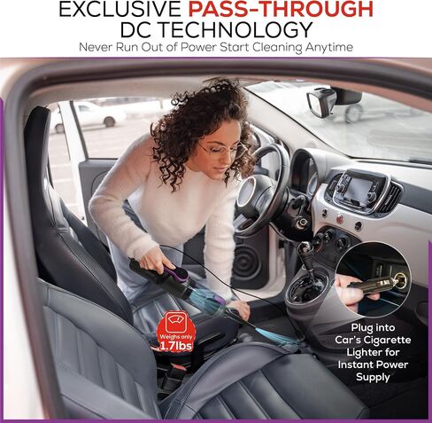 Hypervac 2-in-1 corded & cordless car carum + Blower | 18500PA شفط ، خرطوم مرن ، فرشاة الحيوانات الأليفة والمزيد | بطارية XL ، شحن USB-C السريع | باليد للمنزل ، المكتب ، تفاصيل السيارات ، الحيوانات الأليفة (نموذج 2025) in Kuwait