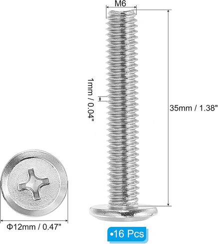 PATIKIL Flat Round Head Phillips Screws, 8 Pack M6-1 x 60mm Binding Screws 304 Stainless Steel 18-8 Full Thread, Phillips Drive Machine Screw Furniture Screw Connector Bolts in Saudi Arabia