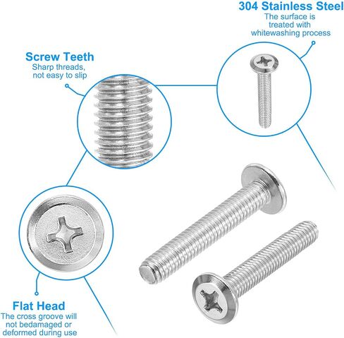 PATIKIL Flat Round Head Phillips Screws, 8 Pack M6-1 x 60mm Binding Screws 304 Stainless Steel 18-8 Full Thread, Phillips Drive Machine Screw Furniture Screw Connector Bolts in Saudi Arabia