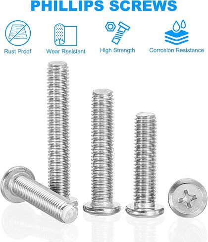 PATIKIL Flat Round Head Phillips Screws, 8 Pack M6-1 x 60mm Binding Screws 304 Stainless Steel 18-8 Full Thread, Phillips Drive Machine Screw Furniture Screw Connector Bolts in Saudi Arabia