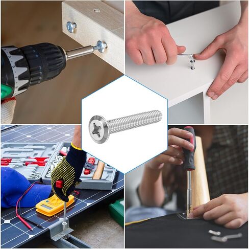 PATIKIL Flat Round Head Phillips Screws, 8 Pack M6-1 x 60mm Binding Screws 304 Stainless Steel 18-8 Full Thread, Phillips Drive Machine Screw Furniture Screw Connector Bolts in Saudi Arabia