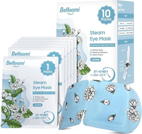 BeHoomi Steam Eye Mask for Dry Eyes, 10 Packs Lavender Heated Eye Mask, Self Heating Disposable SPA Warm Eye Compress Sleep Mask for Dark Circles & Puffiness, Reduce Eye Fatigue, Mothers Day Gifts in Kuwait
