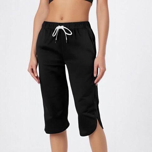 Women Capris for Summer Casual Crop Pants Petite Lightweight Stretch Elastic Waist Pull On Yoga Capris with Pockets in Saudi Arabia