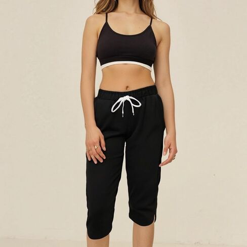 Women Capris for Summer Casual Crop Pants Petite Lightweight Stretch Elastic Waist Pull On Yoga Capris with Pockets in Saudi Arabia