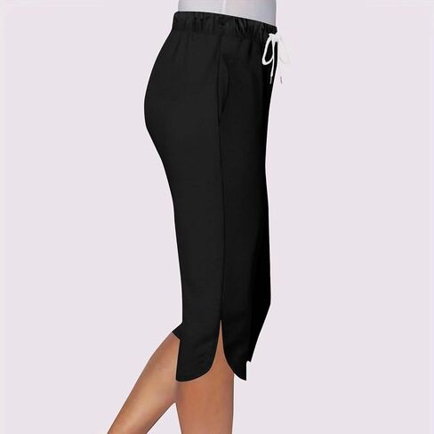 Women Capris for Summer Casual Crop Pants Petite Lightweight Stretch Elastic Waist Pull On Yoga Capris with Pockets in Saudi Arabia