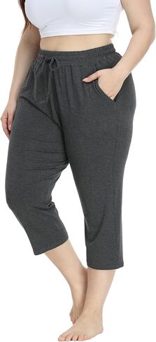 VogueMax Women's Plus Size Capfy Capri Pants Lourd Fit Summer Lounge Lounge Capris مع جيوب in Kuwait