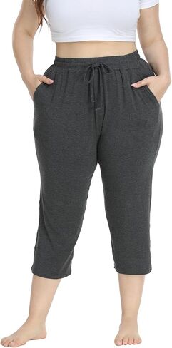 VogueMax Women's Plus Size Capfy Capri Pants Lourd Fit Summer Lounge Lounge Capris مع جيوب in Kuwait