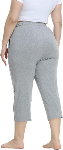 VOGUEMAX Women's Plus Size Comfy Capri Pants Loose Fit Summer Lounge Casual Yoga Capris with Pockets in Kuwait
