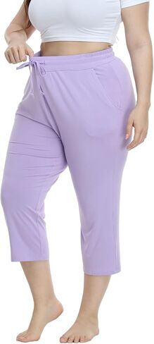 VogueMax Women's Plus Size Capfy Capri Pants Lourd Fit Summer Lounge Lounge Capris مع جيوب in Kuwait