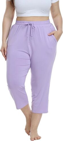 VogueMax Women's Plus Size Capfy Capri Pants Lourd Fit Summer Lounge Lounge Capris مع جيوب in Kuwait