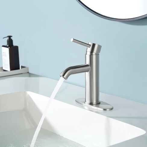 Brushed Gold Single Handle Bathroom Sink Faucet, Becaa Single Hole Modern Faucet with Assembled Supply Hoses & Pop-up Drain for Bathroom Vanity Lavatory, 1 Hole or 3 Holes in Saudi Arabia