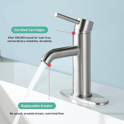 Brushed Gold Single Handle Bathroom Sink Faucet, Becaa Single Hole Modern Faucet with Assembled Supply Hoses & Pop-up Drain for Bathroom Vanity Lavatory, 1 Hole or 3 Holes in Saudi Arabia