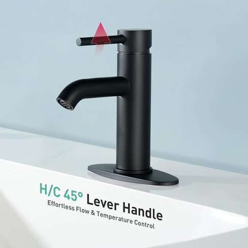 Brushed Gold Single Handle Bathroom Sink Faucet, Becaa Single Hole Modern Faucet with Assembled Supply Hoses & Pop-up Drain for Bathroom Vanity Lavatory, 1 Hole or 3 Holes in Saudi Arabia