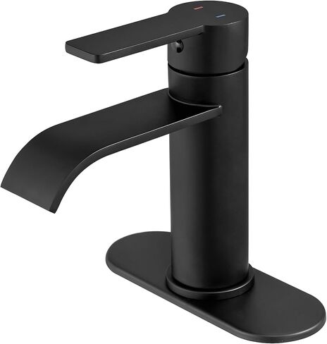 VOTON Brushed Nickel Bathroom Faucets, Single Handle Bathroom Sink Faucet Modern Waterfall Bathroom Faucet 1 or 3 Holes with Deck Plate, Rv Camper Farmhouse Utility Remodel Mixer Tap Washbasin Faucet in Kuwait