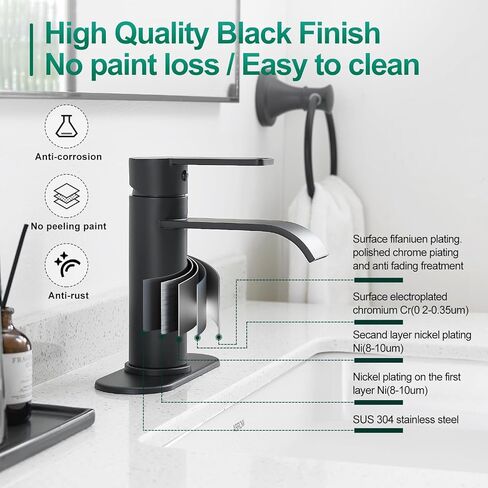 VOTON Brushed Nickel Bathroom Faucets, Single Handle Bathroom Sink Faucet Modern Waterfall Bathroom Faucet 1 or 3 Holes with Deck Plate, Rv Camper Farmhouse Utility Remodel Mixer Tap Washbasin Faucet in Kuwait