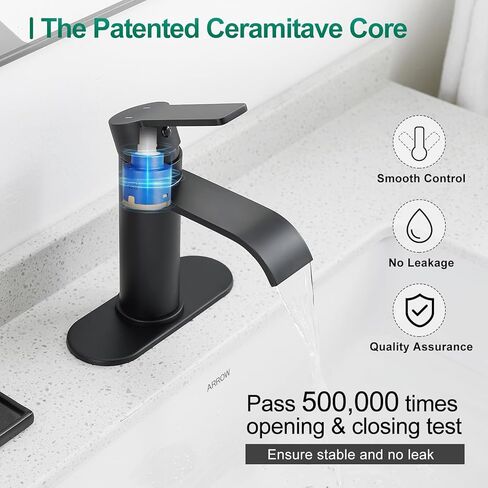 VOTON Brushed Nickel Bathroom Faucets, Single Handle Bathroom Sink Faucet Modern Waterfall Bathroom Faucet 1 or 3 Holes with Deck Plate, Rv Camper Farmhouse Utility Remodel Mixer Tap Washbasin Faucet in Kuwait