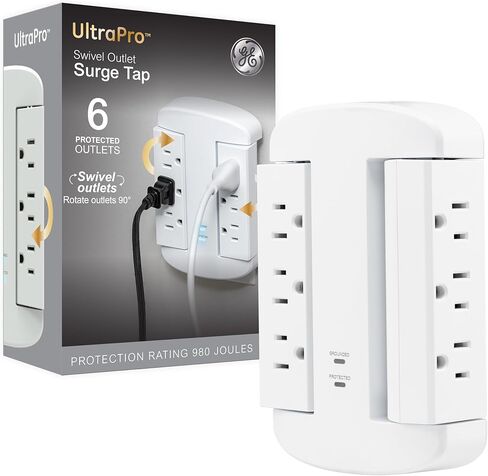 Ge-ultrapro 5 extender مع الوصول الجانبي ، واقي الصنبور الجدران مع 1 USB-A و 1 USBC ، 3-شرق ، تثبيت آمن ، أبيض ، 83503 in Kuwait