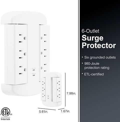 Ge-ultrapro 5 extender مع الوصول الجانبي ، واقي الصنبور الجدران مع 1 USB-A و 1 USBC ، 3-شرق ، تثبيت آمن ، أبيض ، 83503 in Kuwait