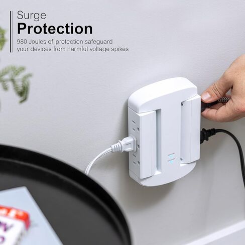 Ge-ultrapro 5 extender مع الوصول الجانبي ، واقي الصنبور الجدران مع 1 USB-A و 1 USBC ، 3-شرق ، تثبيت آمن ، أبيض ، 83503 in Kuwait