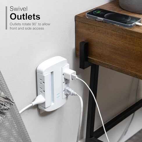 Ge-ultrapro 5 extender مع الوصول الجانبي ، واقي الصنبور الجدران مع 1 USB-A و 1 USBC ، 3-شرق ، تثبيت آمن ، أبيض ، 83503 in Kuwait