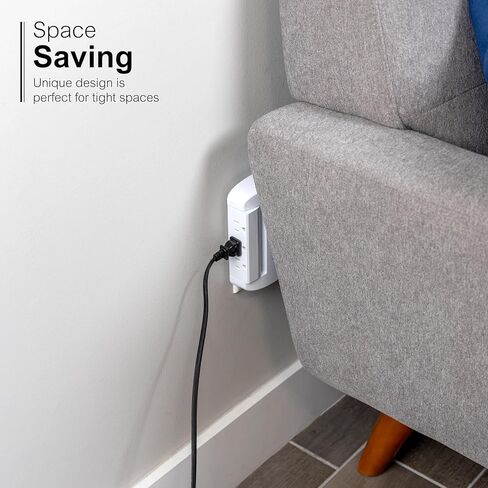 Ge-ultrapro 5 extender مع الوصول الجانبي ، واقي الصنبور الجدران مع 1 USB-A و 1 USBC ، 3-شرق ، تثبيت آمن ، أبيض ، 83503 in Kuwait