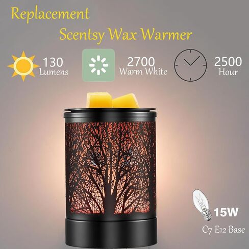 Salt Lamp Bulbs - 15 Watt Light Bulbs for Scentsy Wax Warmer - C7 Replacement Bulbs for Plug in Wax Diffuser- Warmwhite - Dimmable,16 Packs (Salt Lamp Bulb 15w) in Saudi Arabia