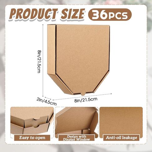 Tioncy 36 Pack قبل الصنع 8 × 8 × 2 بوصة مربع البيتزا مع حافة الحافة الحافة الشحوم المموجة من الورق المقاوم من الورق المقاومة من الورق المقاومة من الورق المقاومة in Saudi Arabia