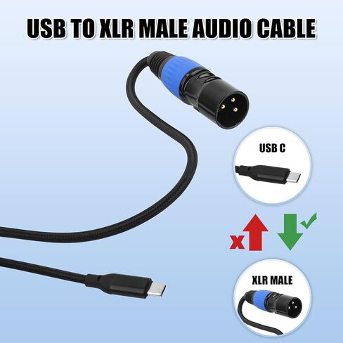 USB C to XLR Cable, 6.6ft USB Type C to XLR Male Output Stereo Cable Braided Nylon Converter Adapter for Amplifiers, Speakers, Mixers Console, and More (Blue, Black) in Saudi Arabia