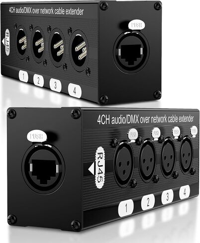 4 Channel 3 Pin Multi Network Cable Breakout, Male Female to RJ45 Ethercon for Stage Sound Lighting and Recording Studio with no Cable (1 Pair: XLR Male + TRS Female) Black in Saudi Arabia