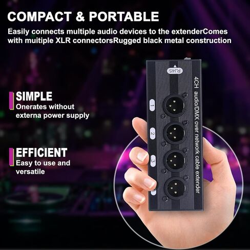 4 Channel 3 Pin Multi Network Cable Breakout, Male Female to RJ45 Ethercon for Stage Sound Lighting and Recording Studio with no Cable (1 Pair: XLR Male + TRS Female) Black in Saudi Arabia
