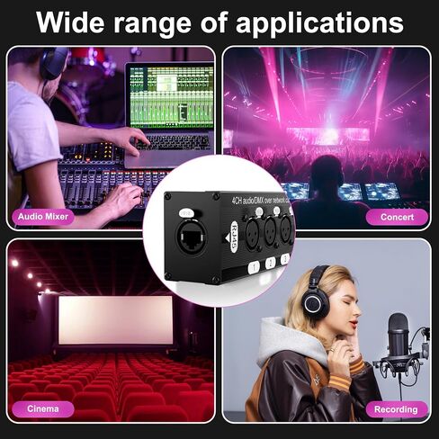 4 Channel 3 Pin Multi Network Cable Breakout, Male Female to RJ45 Ethercon for Stage Sound Lighting and Recording Studio with no Cable (1 Pair: XLR Male + TRS Female) Black in Saudi Arabia