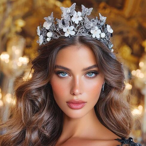 Brishow Gold Butterfly Tiaras Queen Crowns Quinceanera Headdress for Women in Kuwait