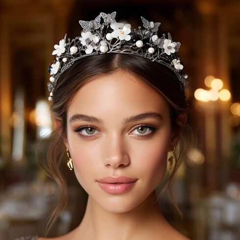 Brishow Gold Butterfly Tiaras Queen Crowns Quinceanera Headdress for Women in Kuwait