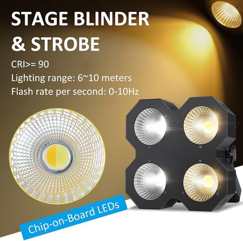 LED Blinder Stage Light ، 200W COB PAR أبيض ودافئ أبيض يضيء ، DMX/Master-splave DJ Light ، Stage Blinder & Strobe for Church Wedding Concert. in Kuwait