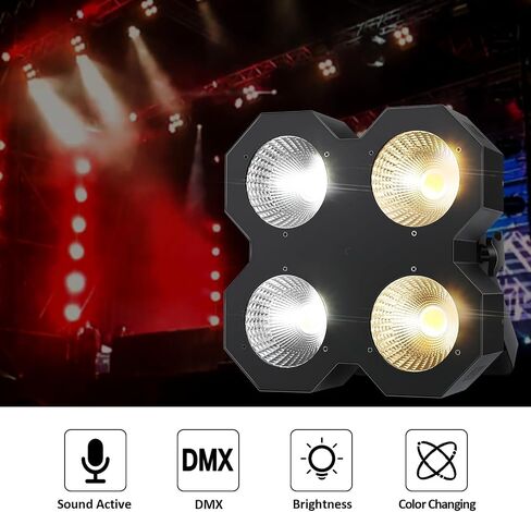 LED Blinder Stage Light ، 200W COB PAR أبيض ودافئ أبيض يضيء ، DMX/Master-splave DJ Light ، Stage Blinder & Strobe for Church Wedding Concert. in Kuwait