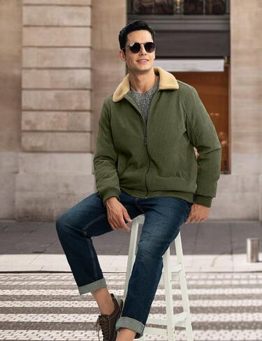 TBMPOY Men's Corduroy Jacket Sherpa Fleece Lined Casual Coat Turn-Down Collar Winter Warm Thickened Jackets with Pockets in Saudi Arabia