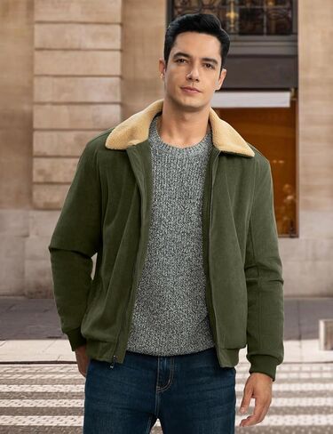 TBMPOY Men's Corduroy Jacket Sherpa Fleece Lined Casual Coat Turn-Down Collar Winter Warm Thickened Jackets with Pockets in Saudi Arabia