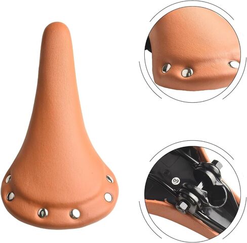 Rivet Design Track Bike Saddle PU Leather Bicycle Seat With High Density Foam Cushion For Fixed Gear Mountain Road Bikes Cycling Equipment Replacement Part(White) in Kuwait