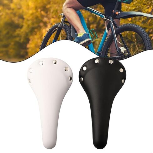 Rivet Design Track Bike Saddle PU Leather Bicycle Seat With High Density Foam Cushion For Fixed Gear Mountain Road Bikes Cycling Equipment Replacement Part(White) in Kuwait