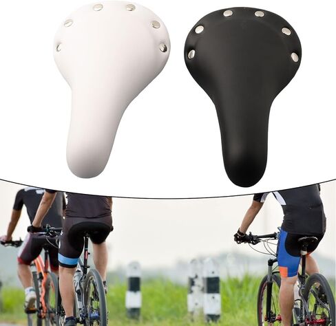Rivet Design Track Bike Saddle PU Leather Bicycle Seat With High Density Foam Cushion For Fixed Gear Mountain Road Bikes Cycling Equipment Replacement Part(White) in Kuwait