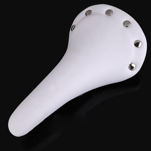 Rivet Design Track Bike Saddle PU Leather Bicycle Seat With High Density Foam Cushion For Fixed Gear Mountain Road Bikes Cycling Equipment Replacement Part(White) in Kuwait