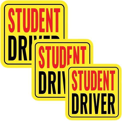 مغناطيس سائق جديد للسيارة ، مغناطيس سائق الطلاب ، شارات السيارات العاكسة القابلة للإزالة من 3 عبوات - ملصقات إكسسوارات خارجية متينة للسيارات (حمراء/أسود - طالب ، 3.54/4.13/4.72 بوصة) in Kuwait