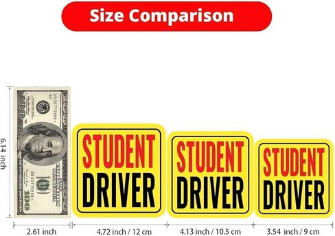 مغناطيس سائق جديد للسيارة ، مغناطيس سائق الطلاب ، شارات السيارات العاكسة القابلة للإزالة من 3 عبوات - ملصقات إكسسوارات خارجية متينة للسيارات (حمراء/أسود - طالب ، 3.54/4.13/4.72 بوصة) in Kuwait