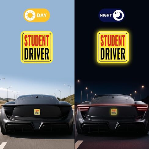 مغناطيس سائق جديد للسيارة ، مغناطيس سائق الطلاب ، شارات السيارات العاكسة القابلة للإزالة من 3 عبوات - ملصقات إكسسوارات خارجية متينة للسيارات (حمراء/أسود - طالب ، 3.54/4.13/4.72 بوصة) in Kuwait
