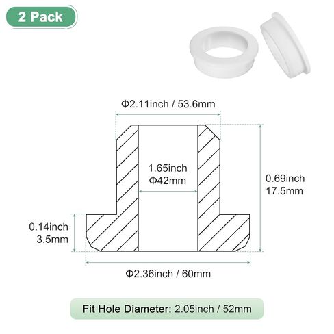 2-Pack 2-1/8 Inch Drill Hole, 1-5/8 Inch ID Silicone Rubber Grommets for Wiring, Wire Cable, Hole Plugs, Automotive, Firewall, Desk, Water Pipe, Hydroponic [White] in Kuwait