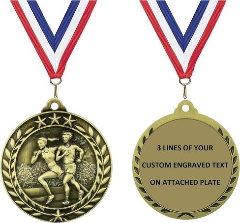 Express Medals 1 to 50 Packs Engraved Personalized Custom Gold Cross Country Medals Trophy Award with Neck Ribbon Medal Trophies Custom X Running Runner Race in Kuwait